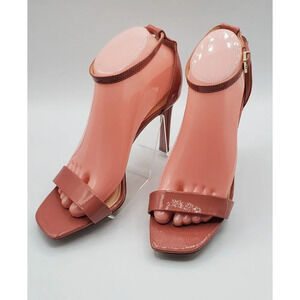 Vince Camuto Rose Bush Pink High Heels Ankle Strap Sandal Patent Leather Sz 7.5M